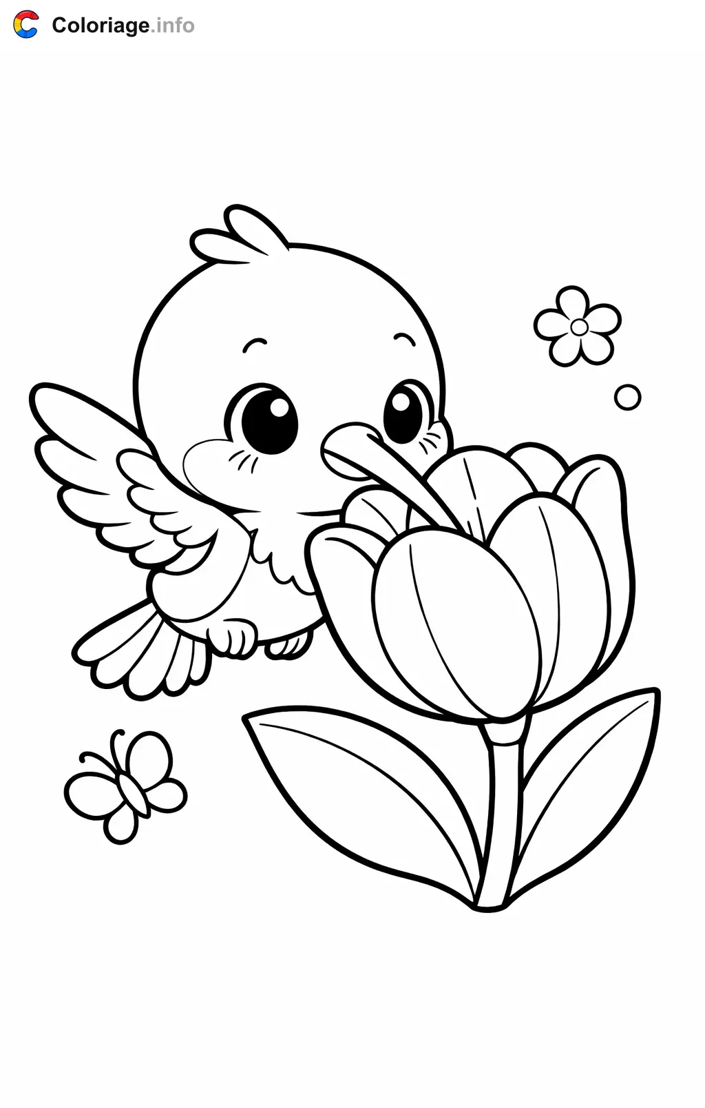 Coloriage Colibri qui boit le nectar - Colibri à imprimer