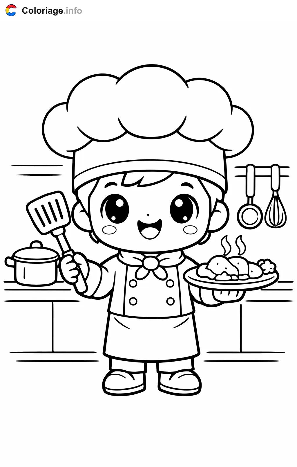 Chef at Work coloring page to print