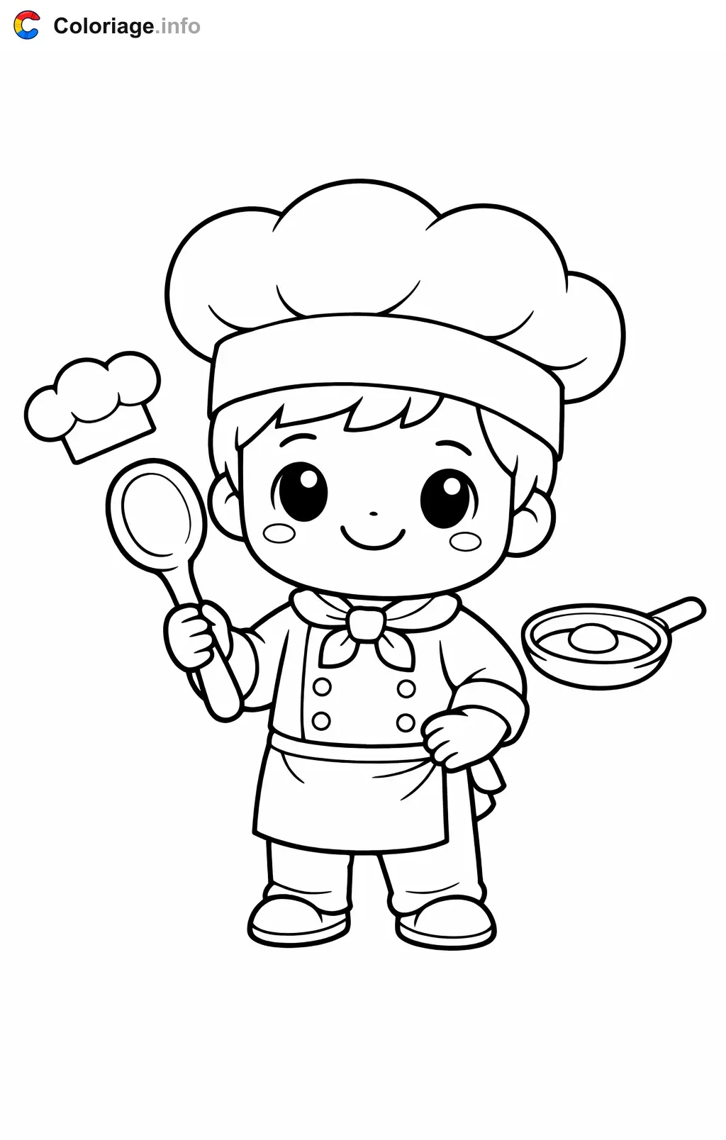 Chef with His Kitchen Tool coloring page to print