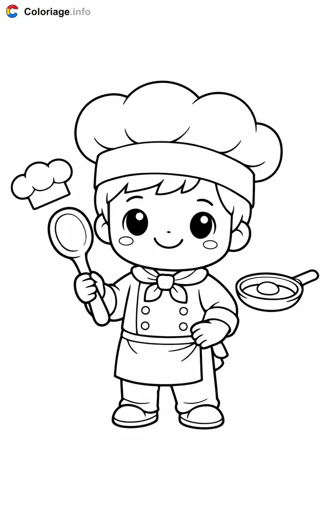 Dibujo de Cocinero con su utensilio de cocina para colorear
