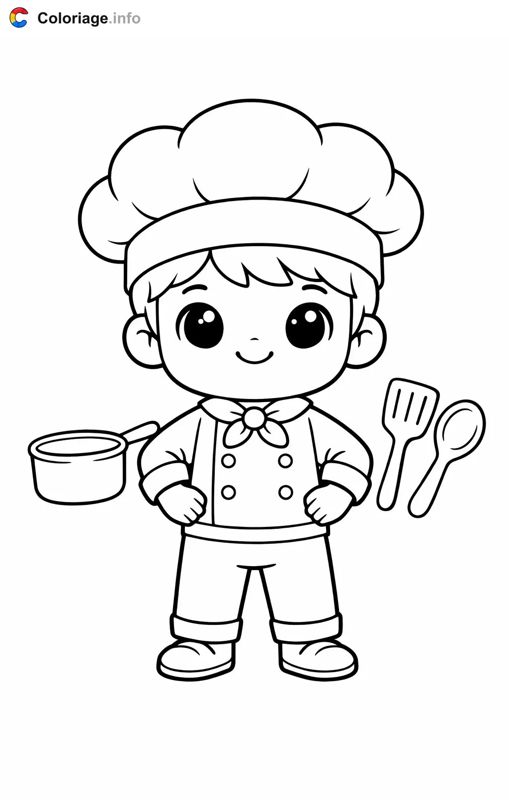 Chef in Full Uniform coloring page to print