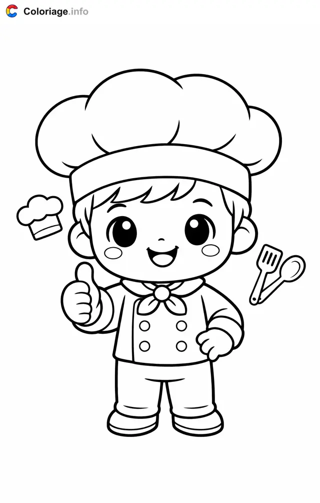 Dibujo de Cocinero con el pulgar arriba para colorear