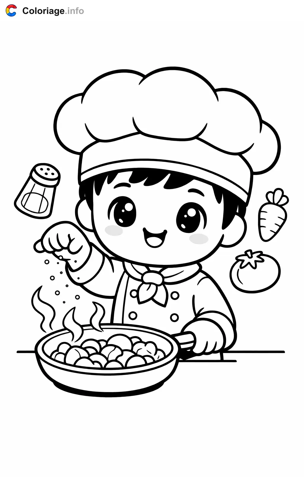 Chef Seasoning a Dish coloring page to print