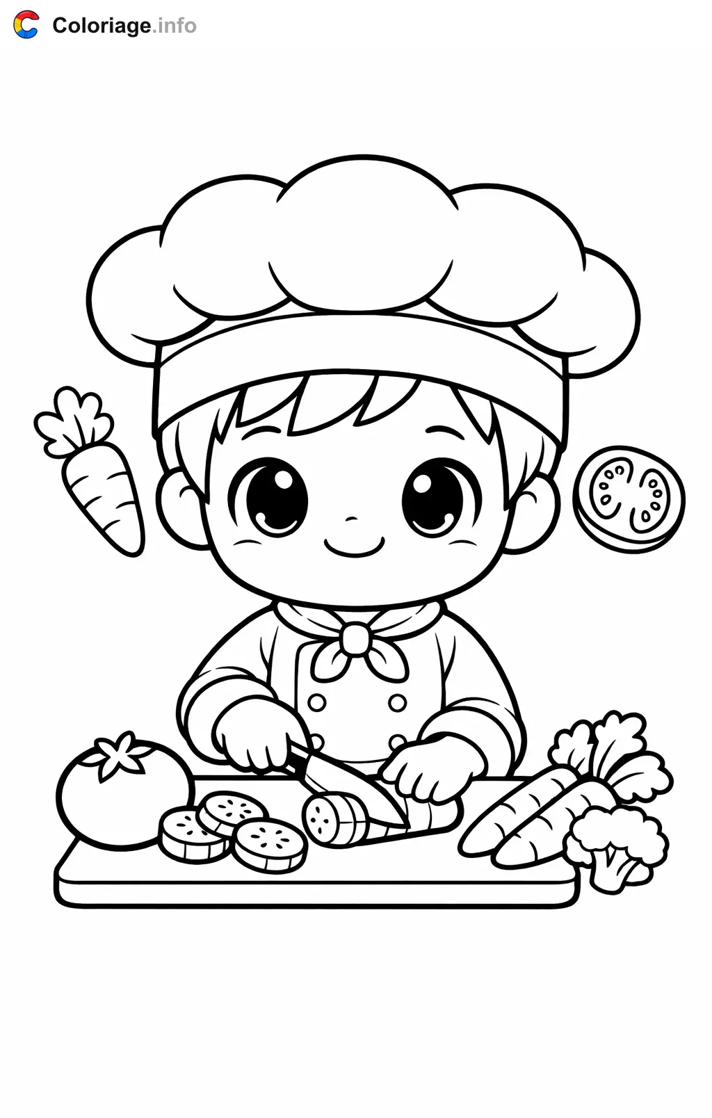 Chef Chopping Vegetables coloring page to print