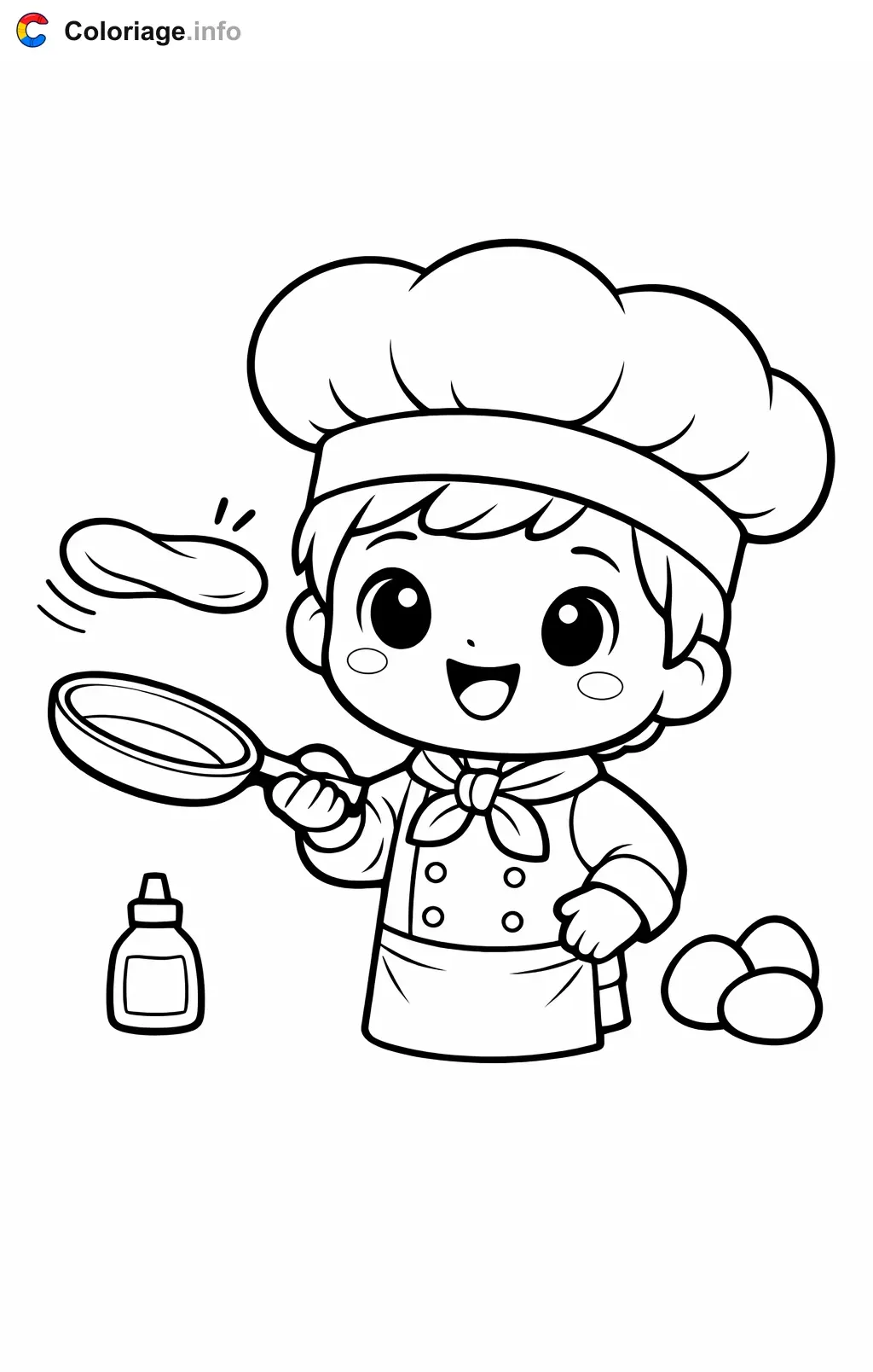 Chef Flipping Pancakes coloring page to print