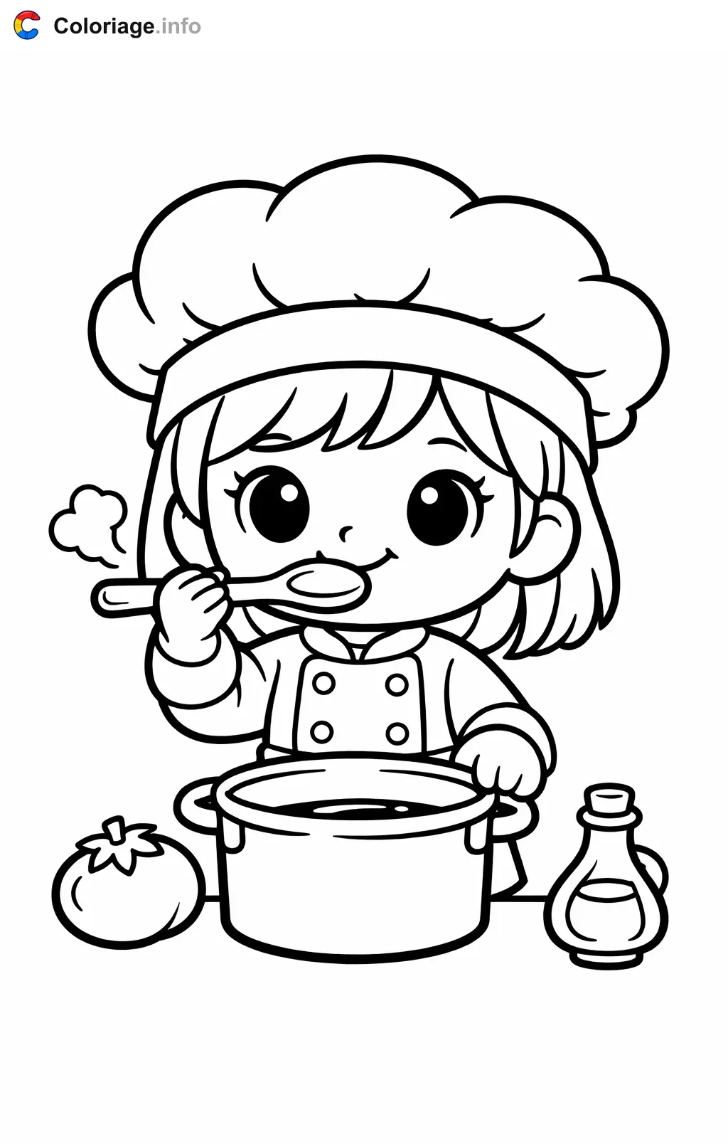 Chef Tasting the Sauce coloring page to print