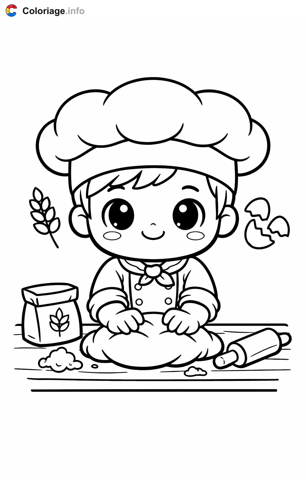 Chef Kneading Dough coloring page to print