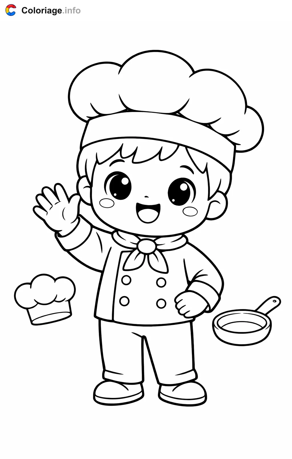 Friendly Chef Waving Hello coloring page to print