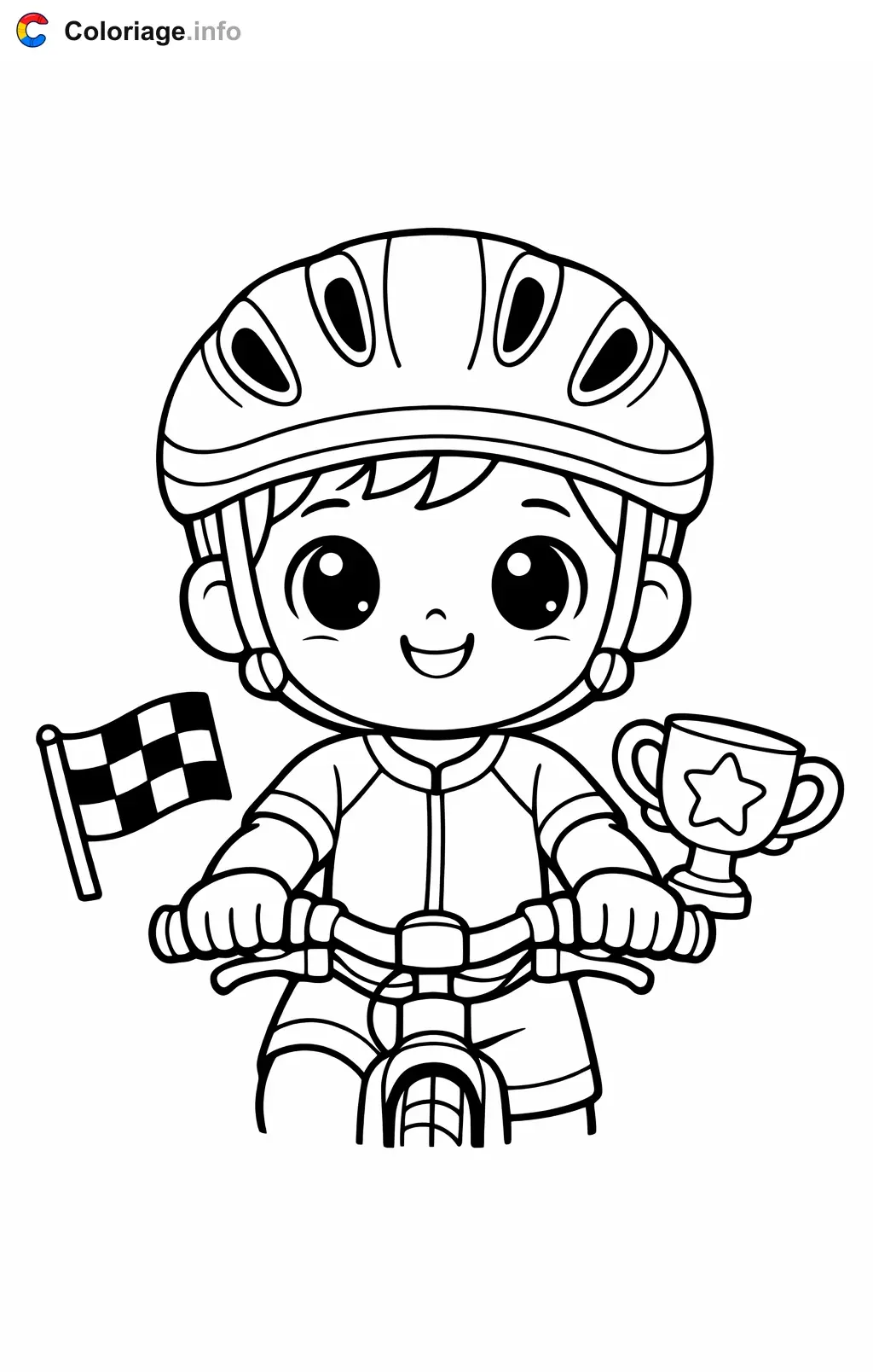 Coloriage Cyclisme prêt pour la course - Cyclisme à imprimer