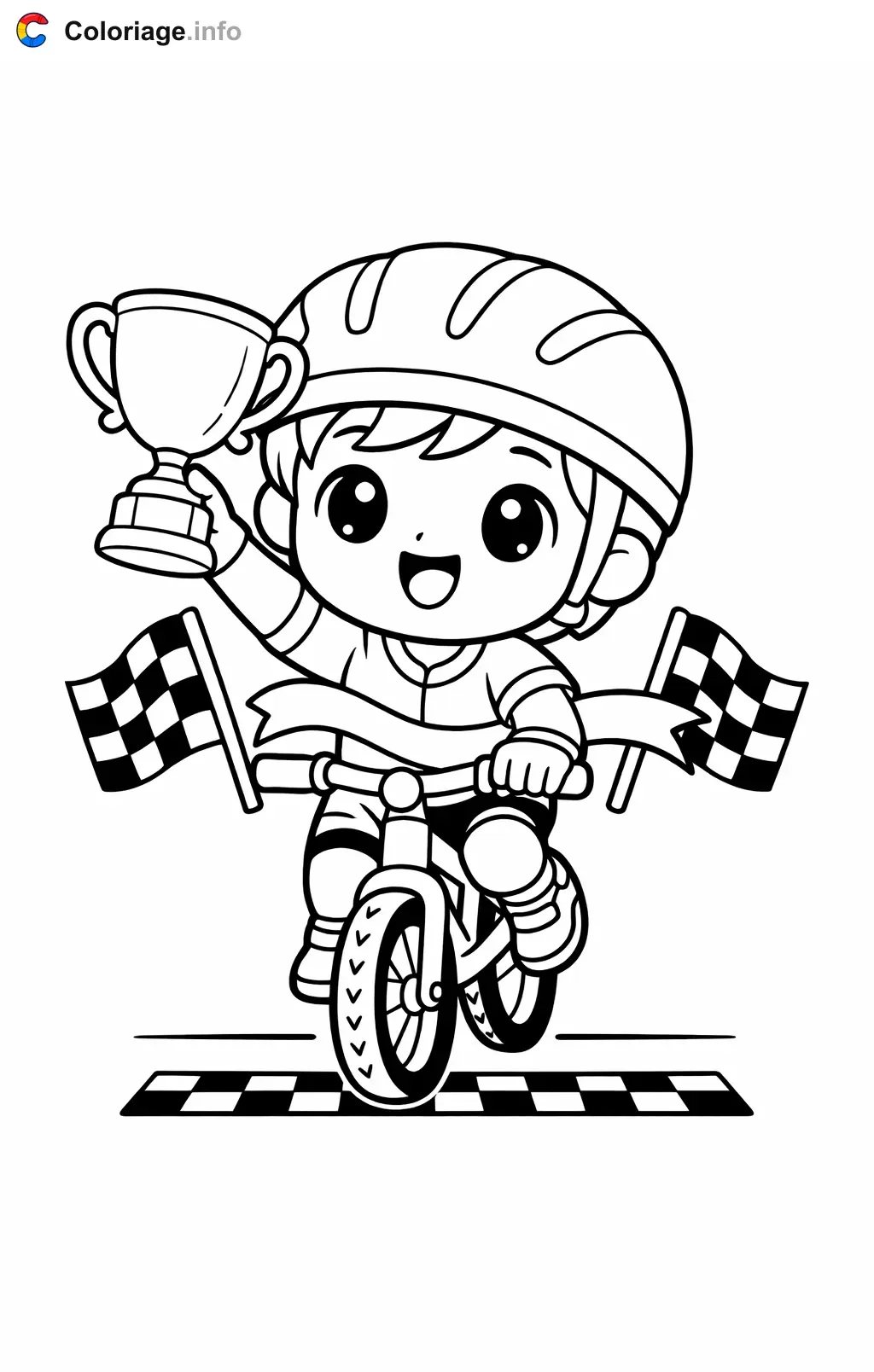 Coloriage Cyclisme qui gagne la course - Cyclisme à imprimer
