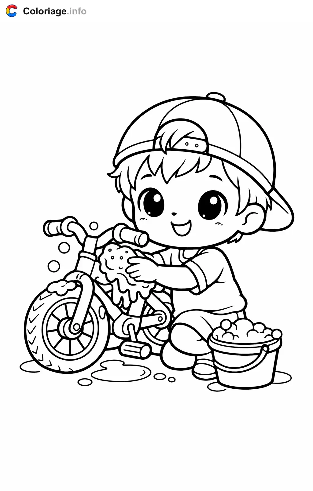 Coloriage Cyclisme qui lave son vélo - Cyclisme à imprimer