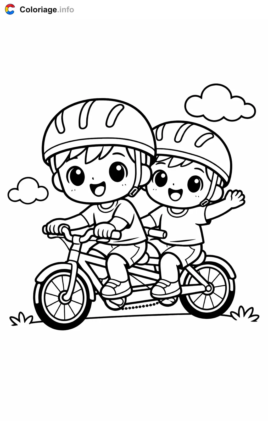 Coloriage Cyclisme sur un vélo tandem - Cyclisme à imprimer