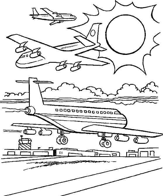 Airport Scene coloring page to print