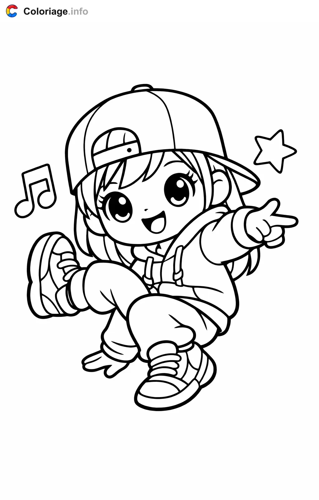 Coloriage Danse hip hop en battle de danse - Danse hip hop à imprimer