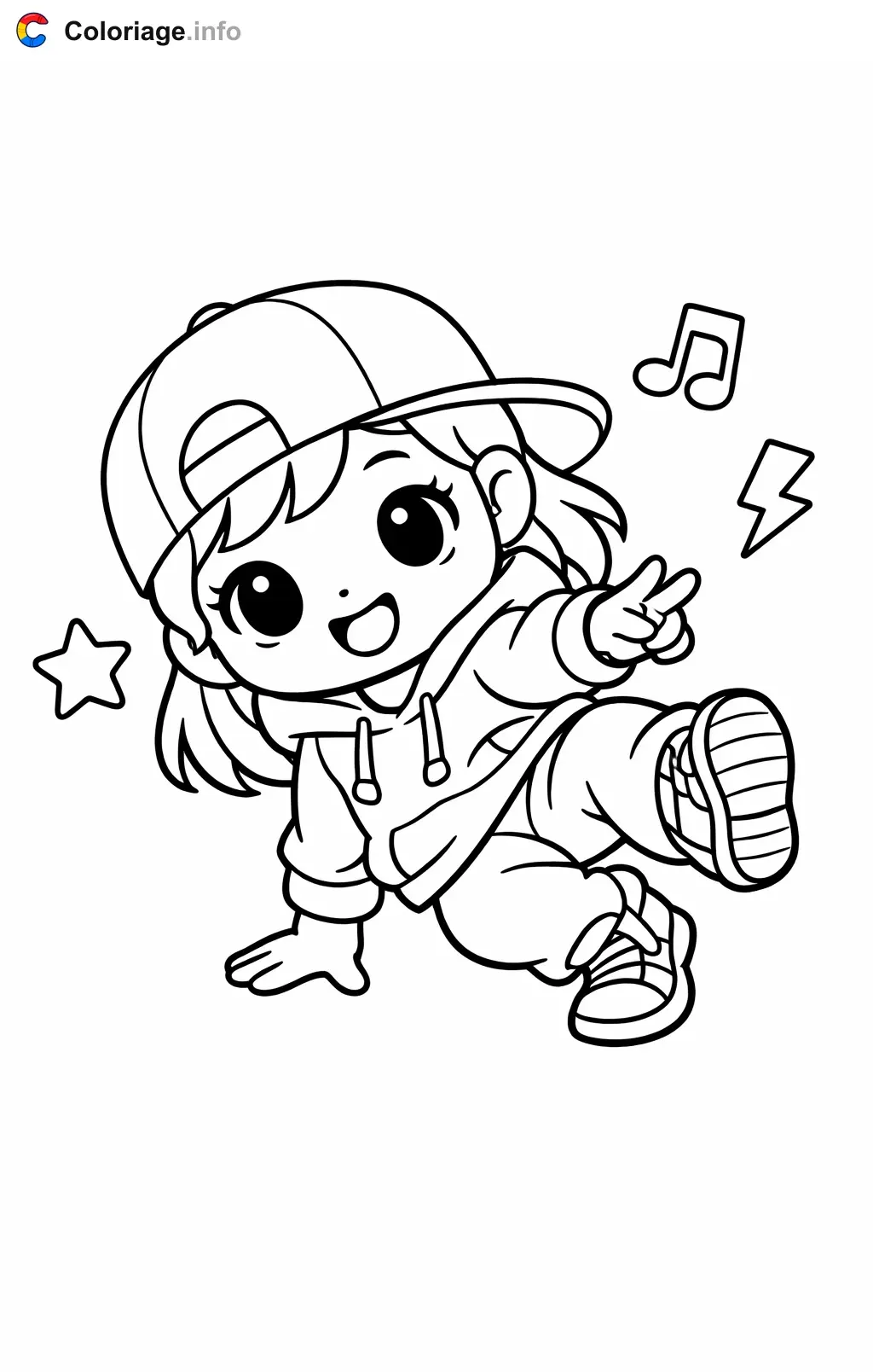 Coloriage Danse hip hop qui donne un cours de danse - Danse hip hop à imprimer