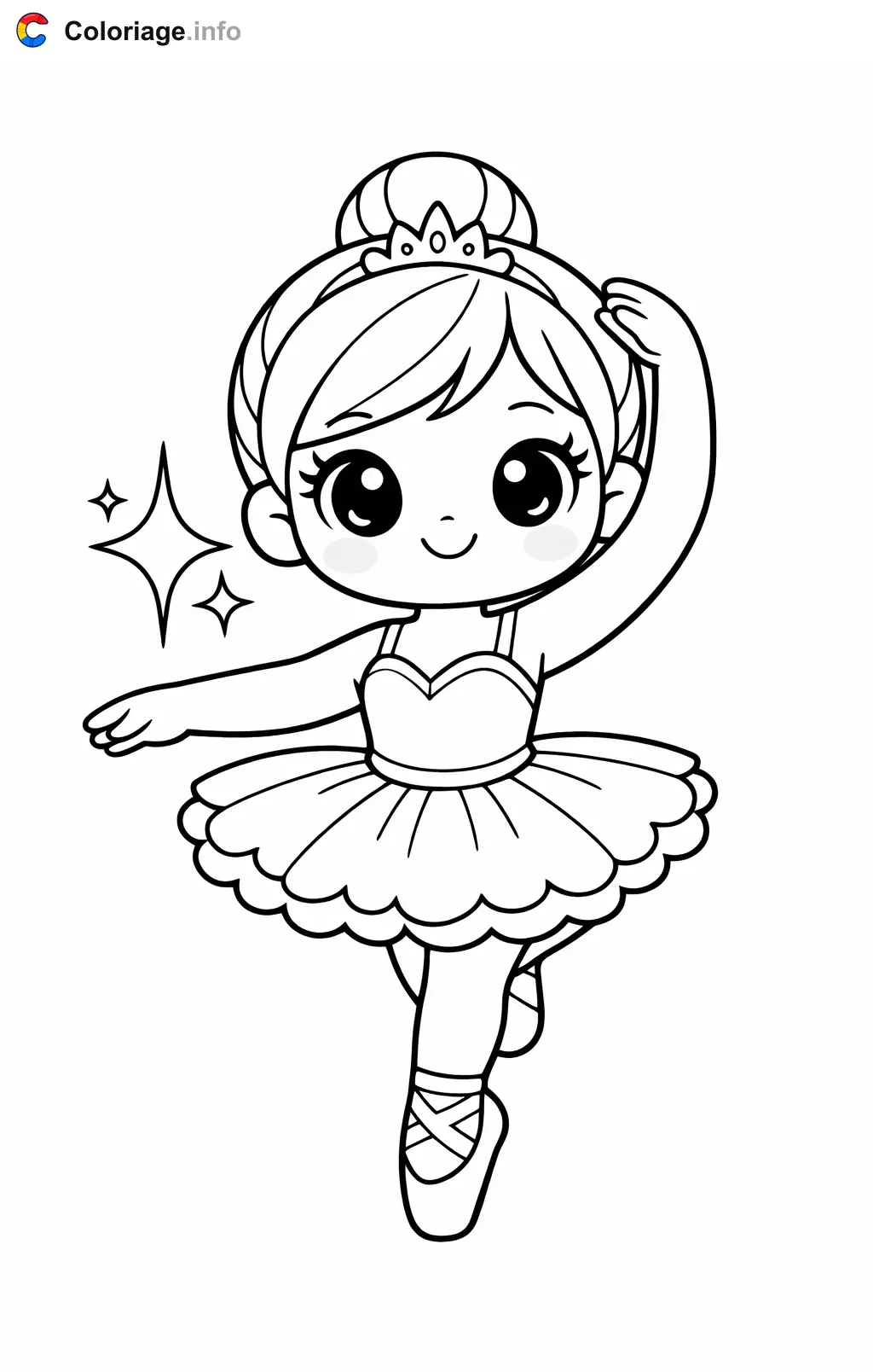 Coloriage Danseuse étoile qui enseigne à un enfant - Danseuse étoile à imprimer