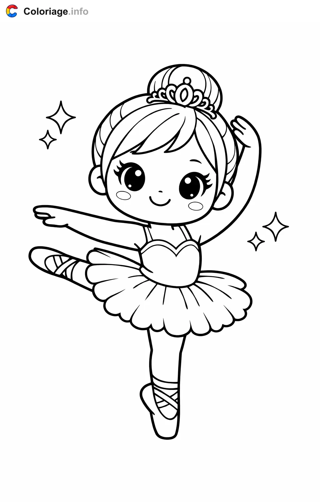 Coloriage Danseuse étoile qui s'étire avant la répétition - Danseuse étoile à imprimer