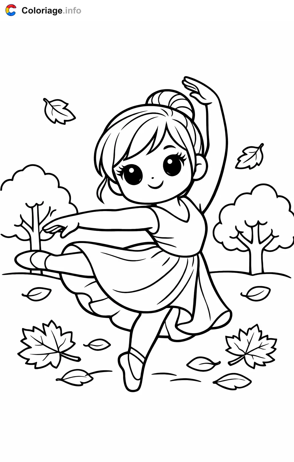 Coloriage Danseuse moderne qui danse dans le parc - Danseuse moderne à imprimer