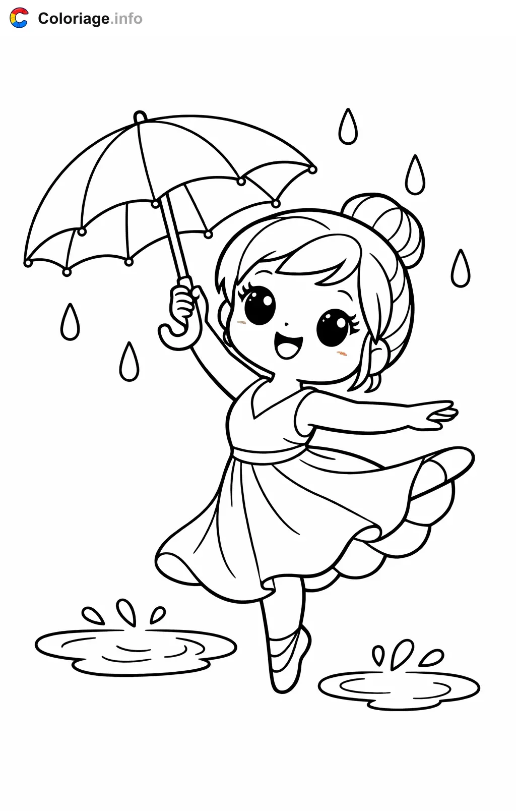 Coloriage Danseuse moderne qui danse sous la pluie - Danseuse moderne à imprimer