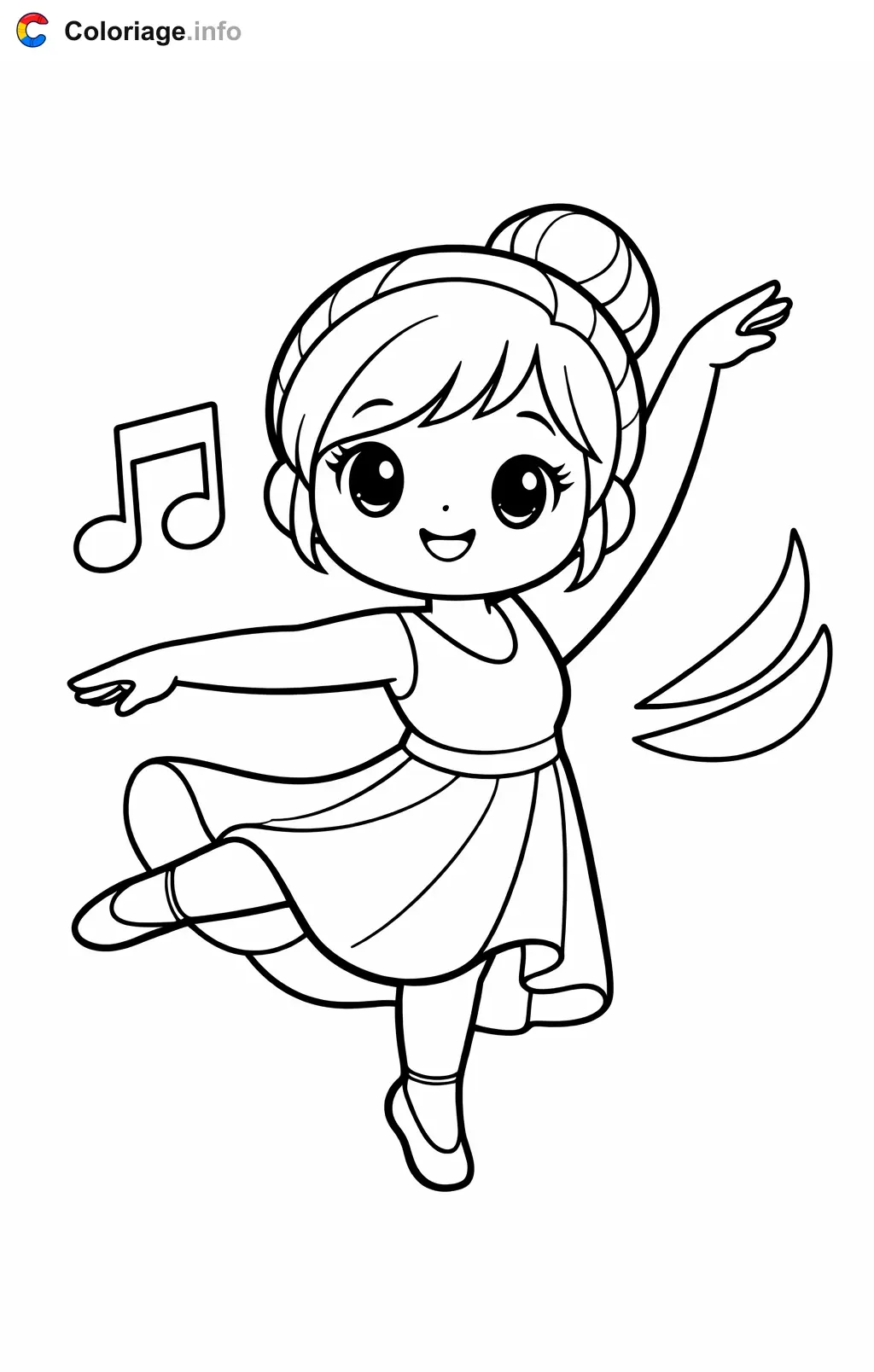 Coloriage Danseuse moderne qui enseigne aux enfants - Danseuse moderne à imprimer