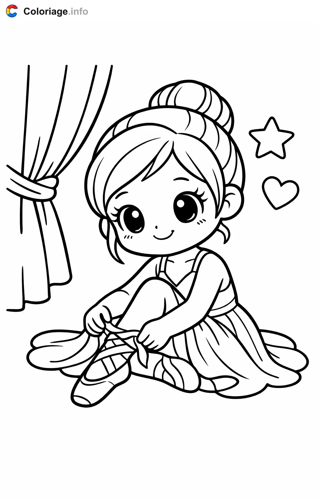 Coloriage Danseuse moderne qui noue ses chaussons - Danseuse moderne à imprimer