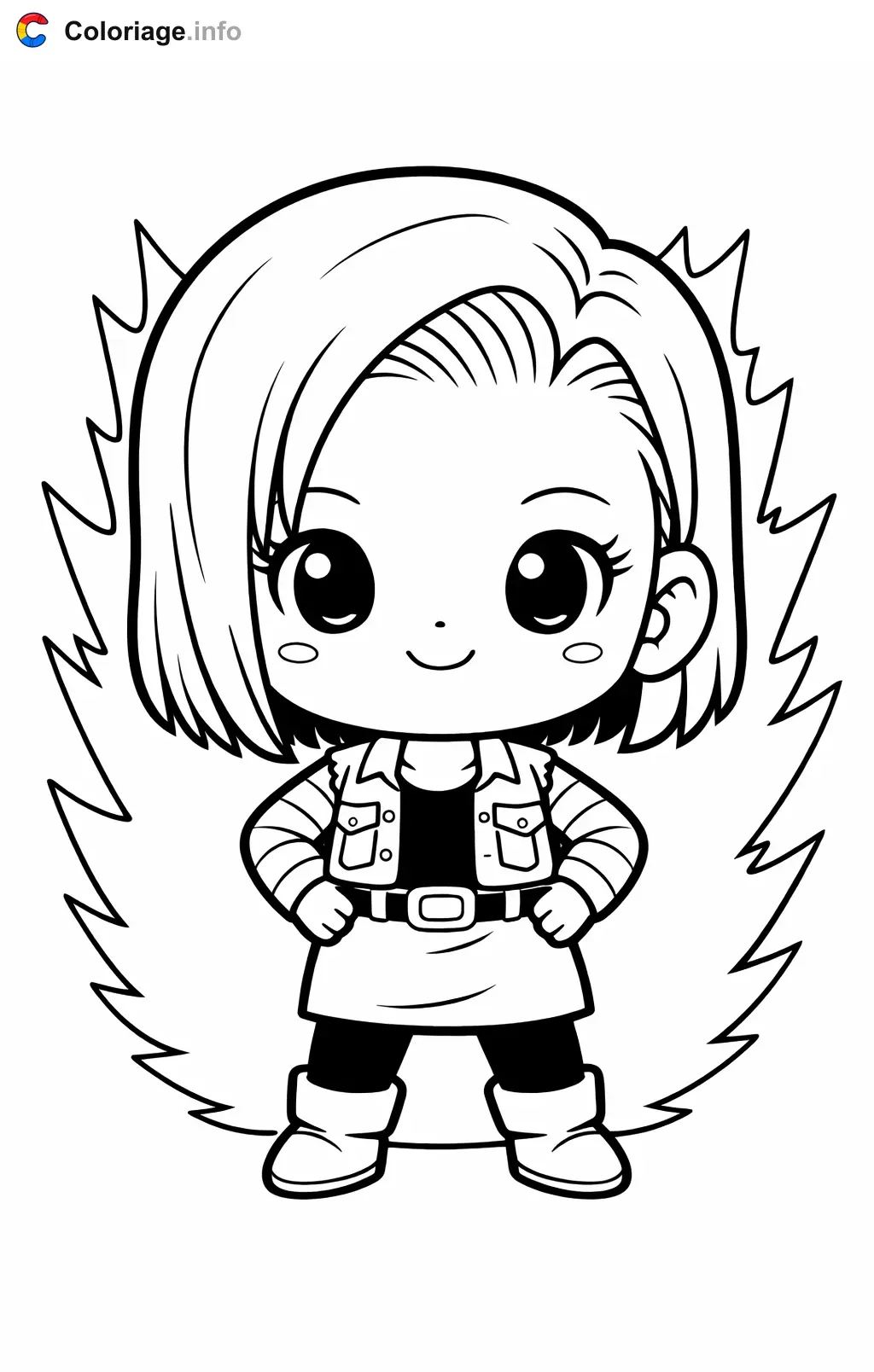 Coloriage C-18 dans Dragon Ball Z - Dragon Ball Z (DBZ) à imprimer