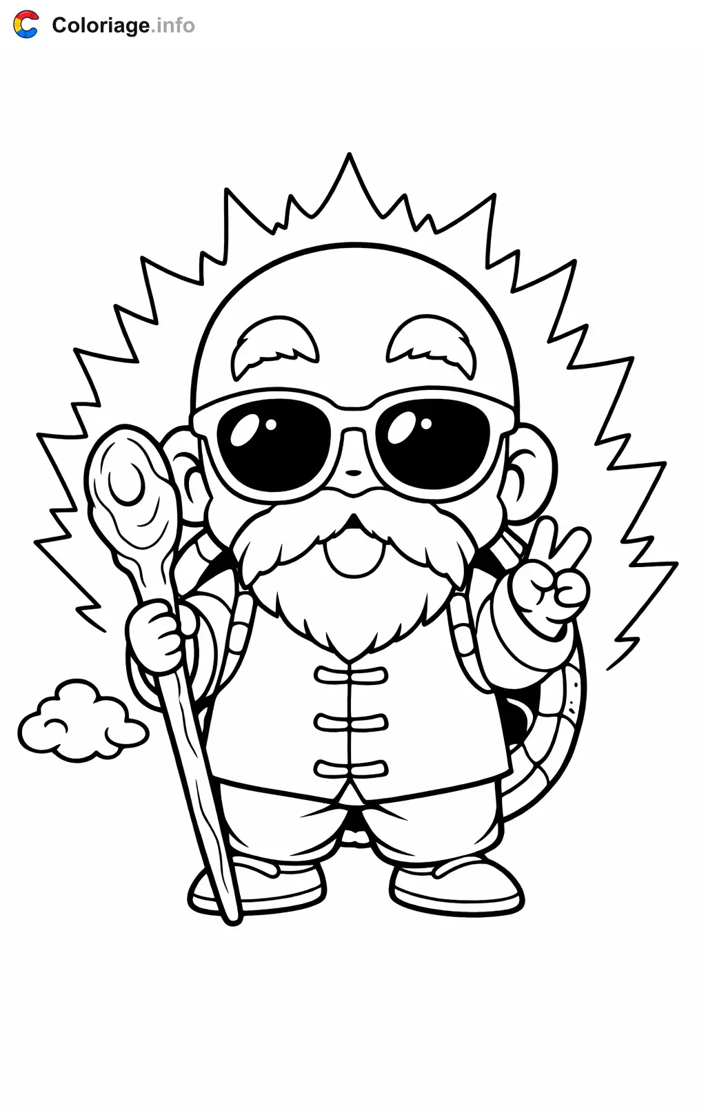 Coloriage Kame Sennin dans Dragon Ball Z - Dragon Ball Z (DBZ) à imprimer
