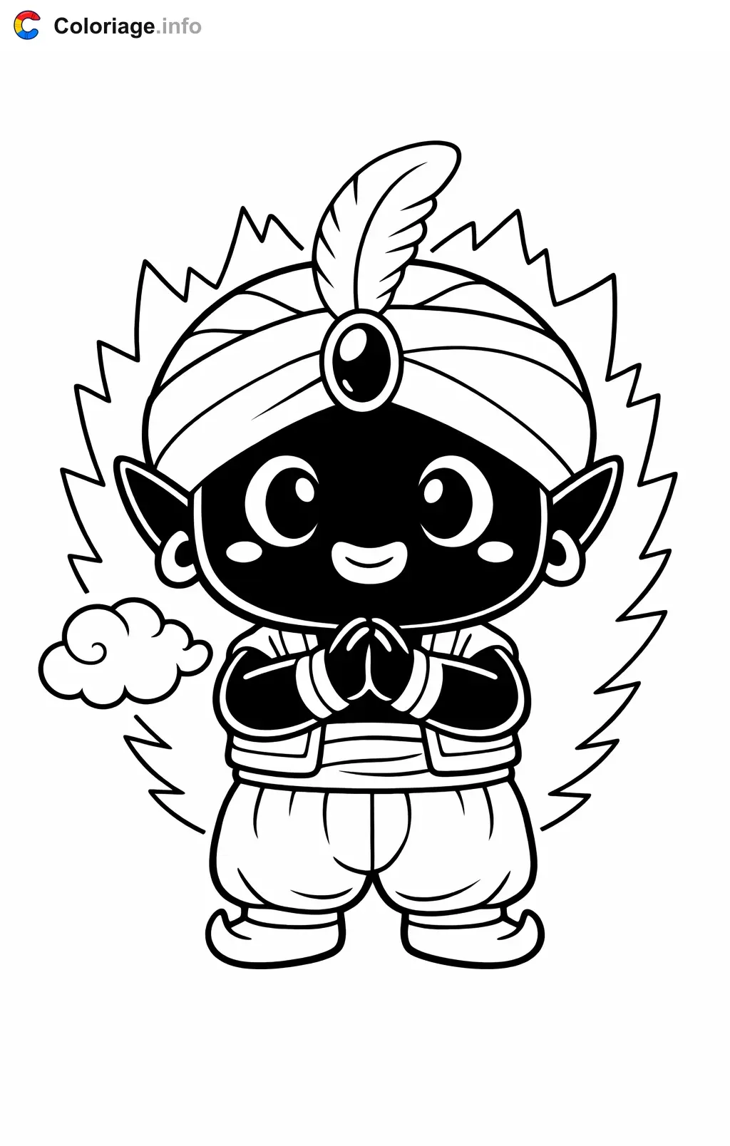 Coloriage Mr Popo dans Dragon Ball Z - Dragon Ball Z (DBZ) à imprimer