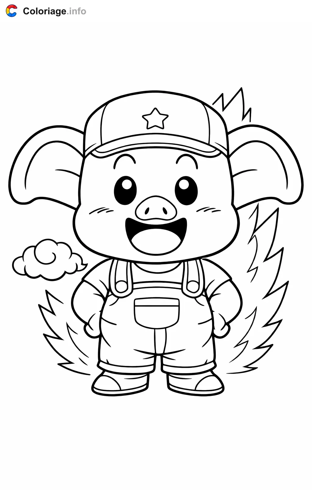 Coloriage Oolong dans Dragon Ball Z - Dragon Ball Z (DBZ) à imprimer