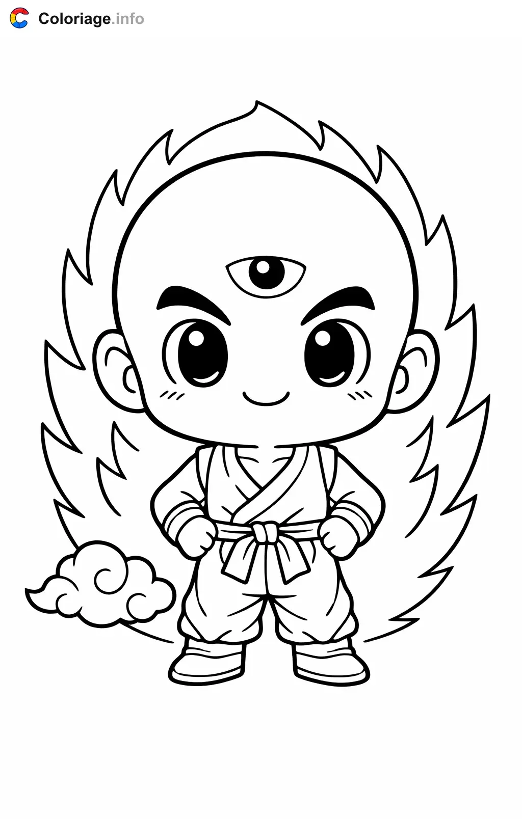 Coloriage Tenshin-han dans Dragon Ball Z - Dragon Ball Z (DBZ) à imprimer