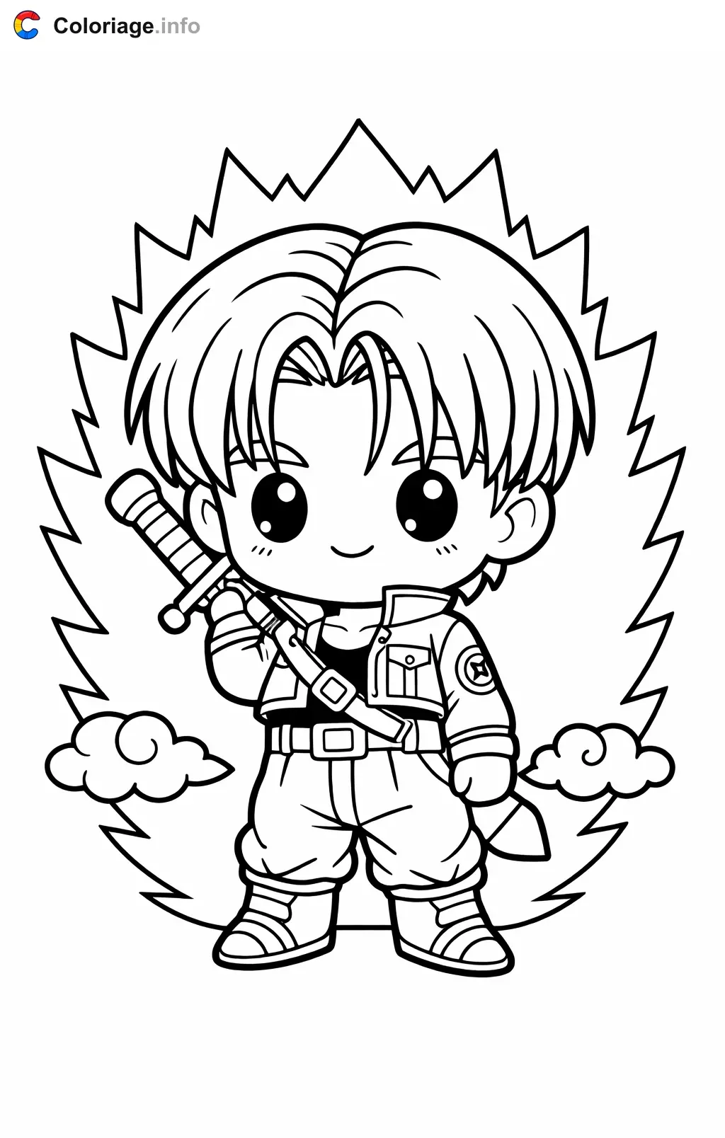 Coloriage Trunks dans Dragon Ball Z - Dragon Ball Z (DBZ) à imprimer