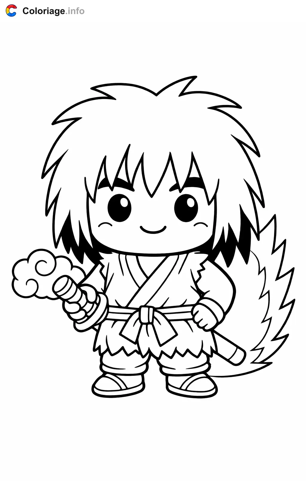 Coloriage Yajirobé dans Dragon Ball Z - Dragon Ball Z (DBZ) à imprimer