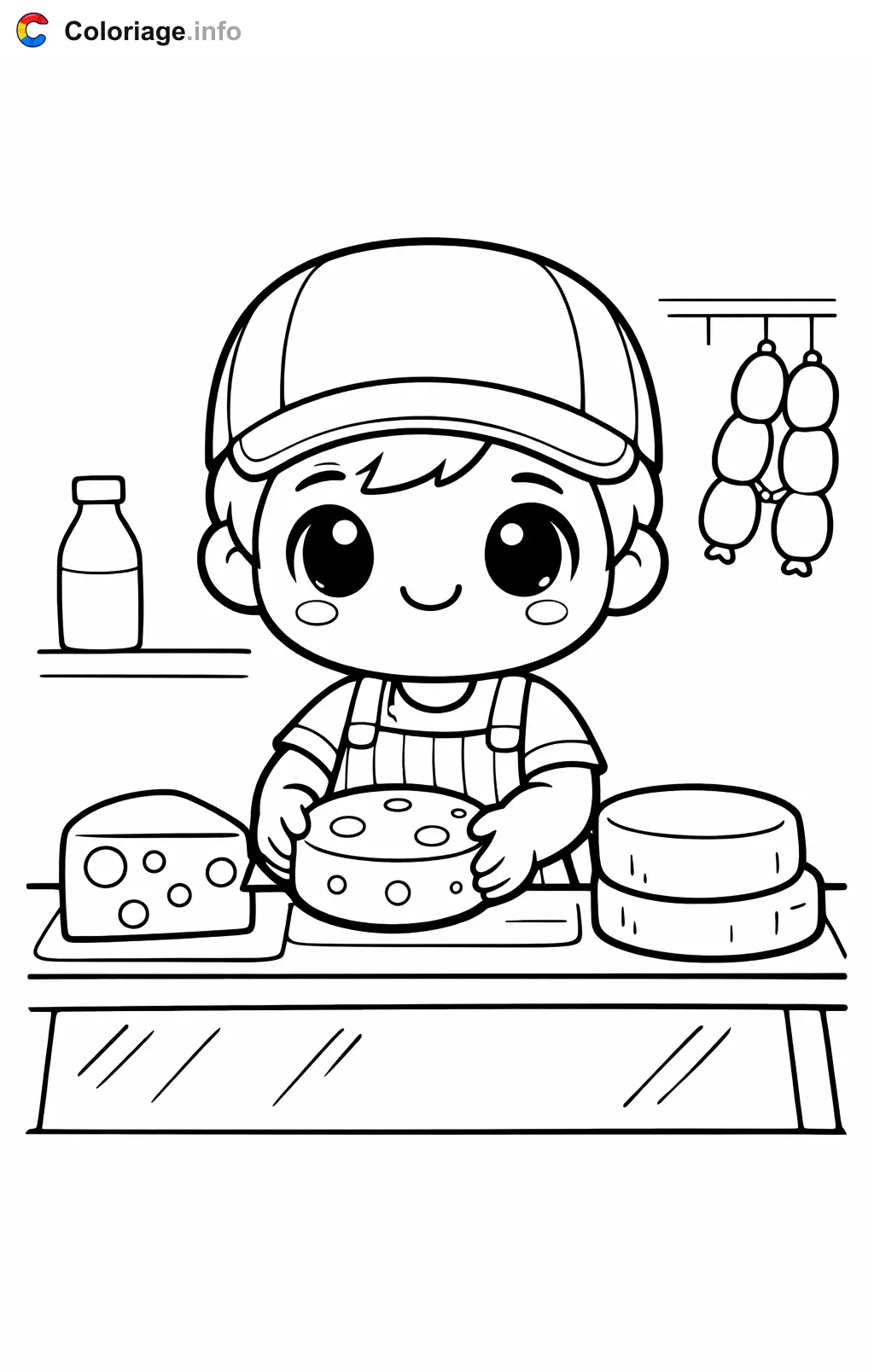 Cheese Aisle at the Grocery Store coloring page to print