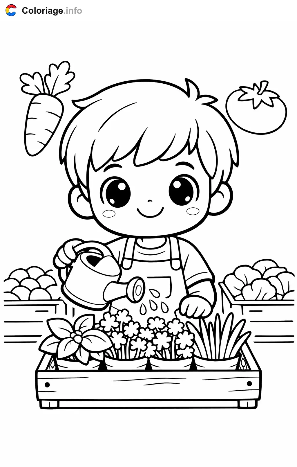 Grocery Store Clerk Watering the Herbs coloring page to print