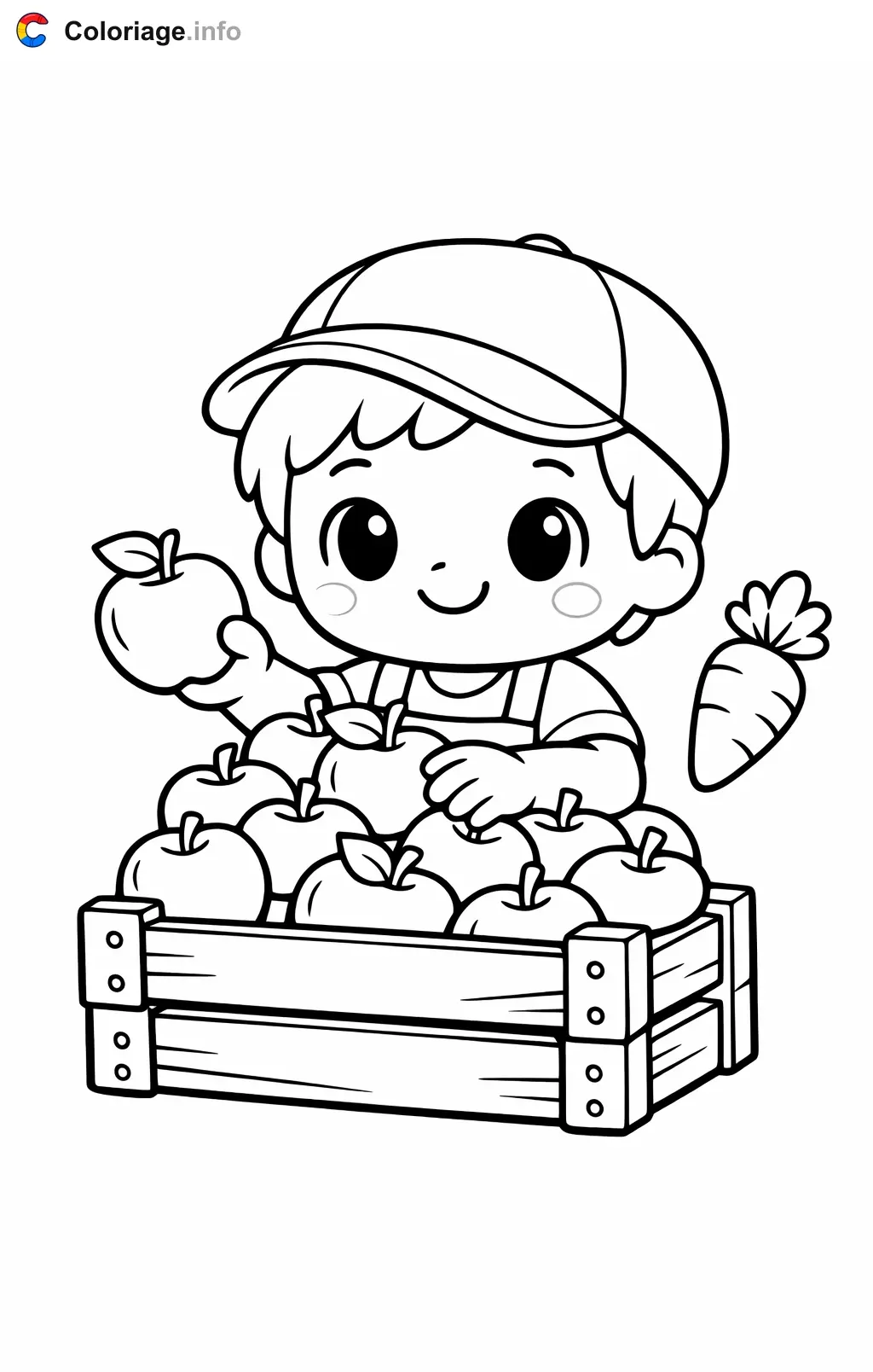 Grocery Store Worker Stacking Apples coloring page to print