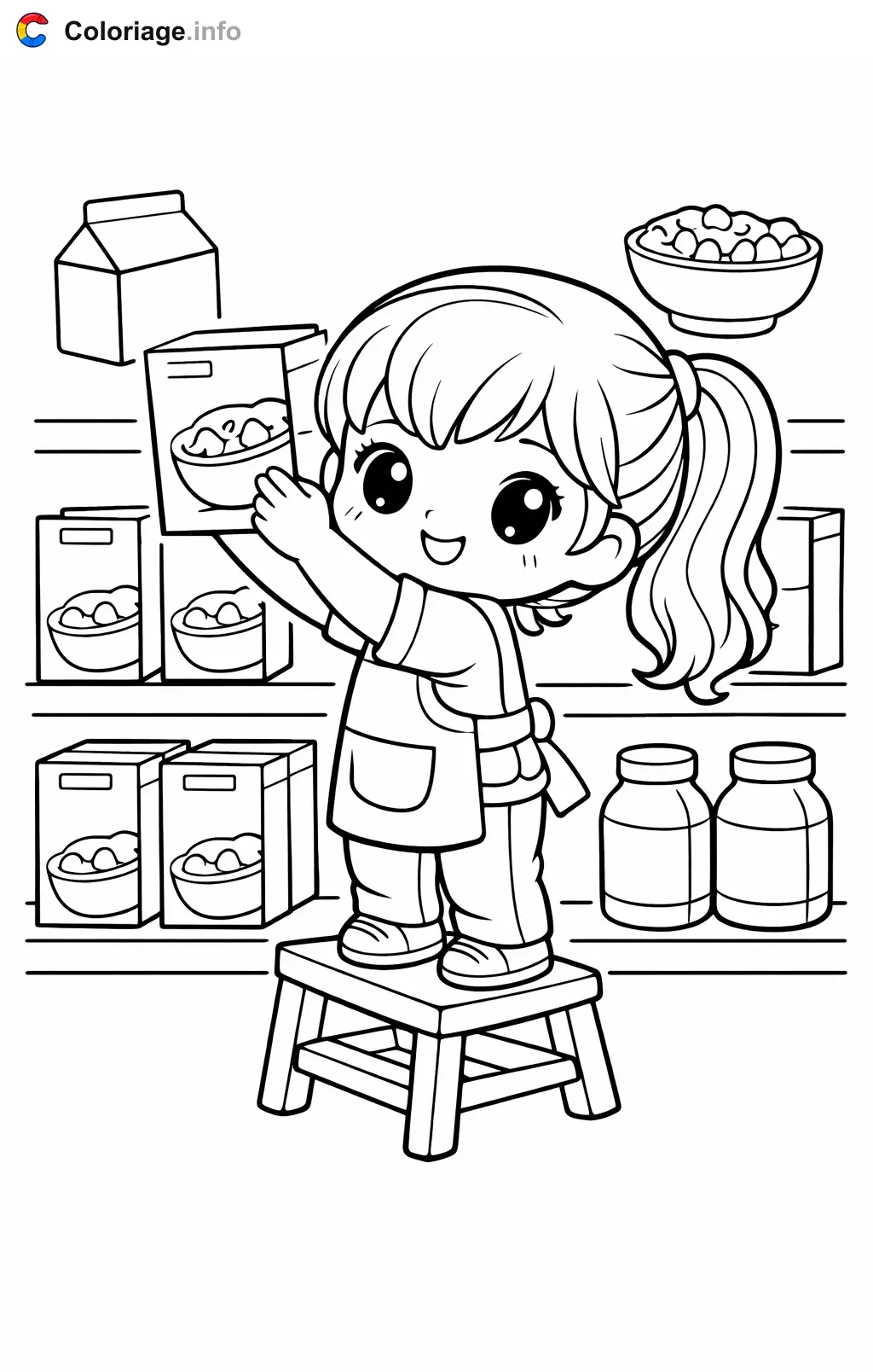 Stocking the Grocery Store Shelves coloring page to print