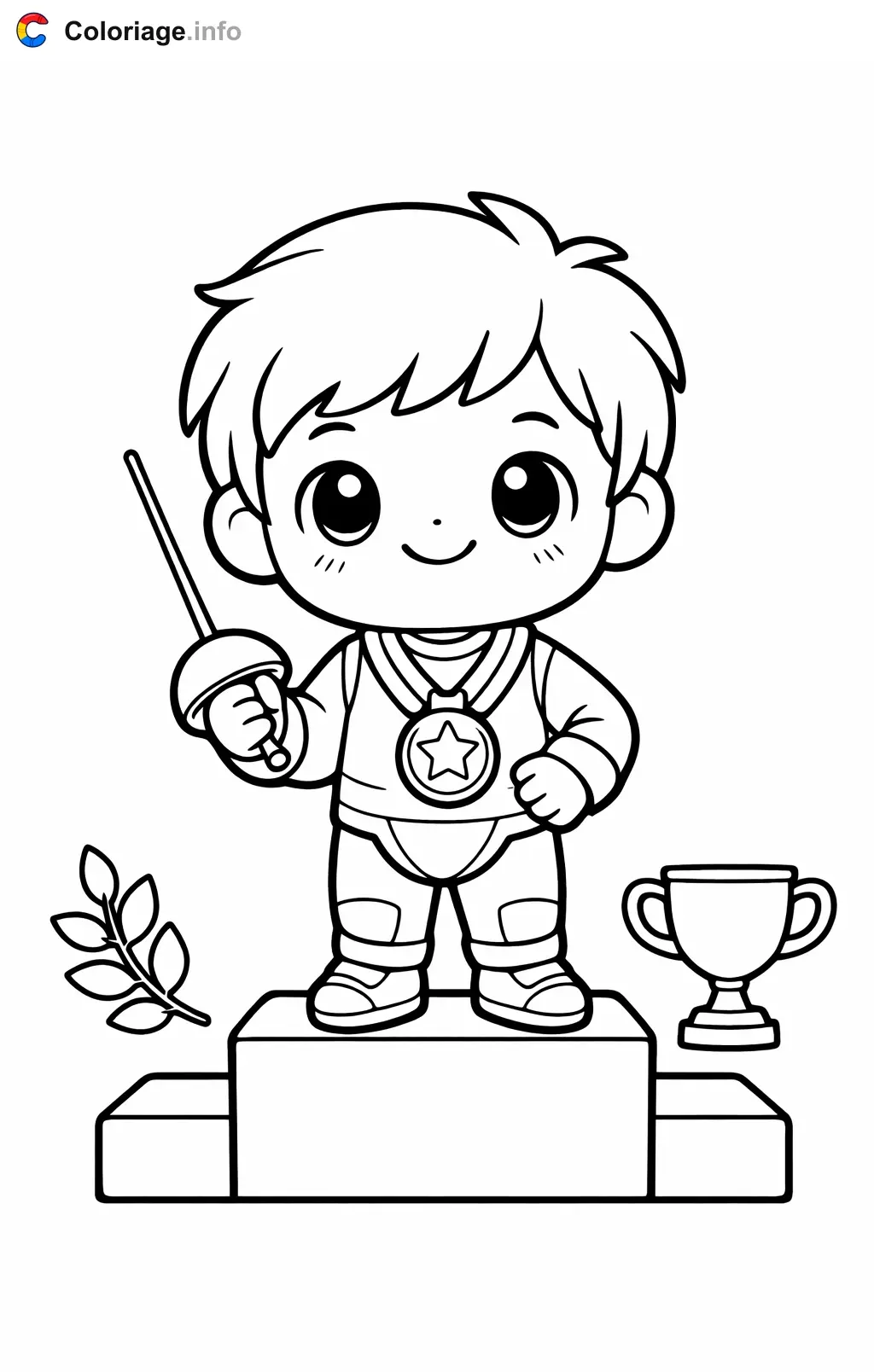 Coloriage Escrime sur le podium - Escrime à imprimer