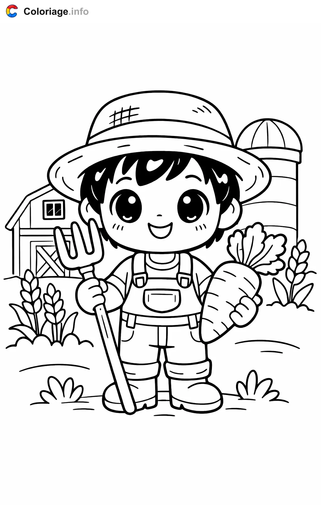 Farmer Hard at Work coloring page to print