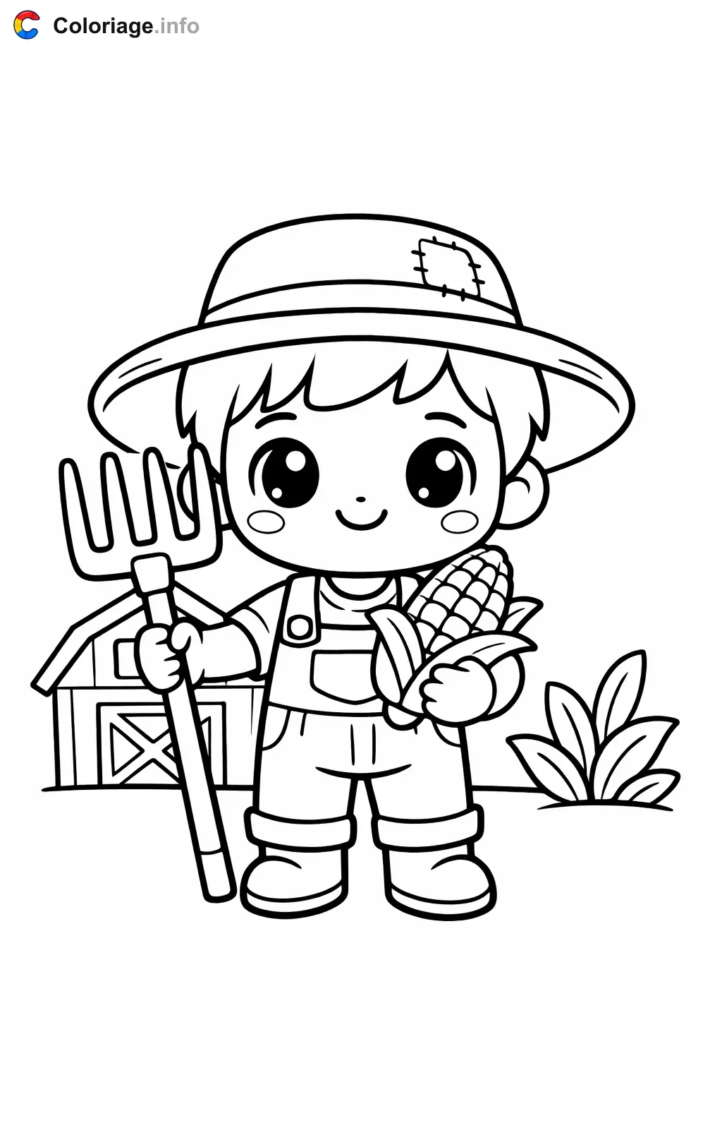 Farmer with His Tool coloring page to print