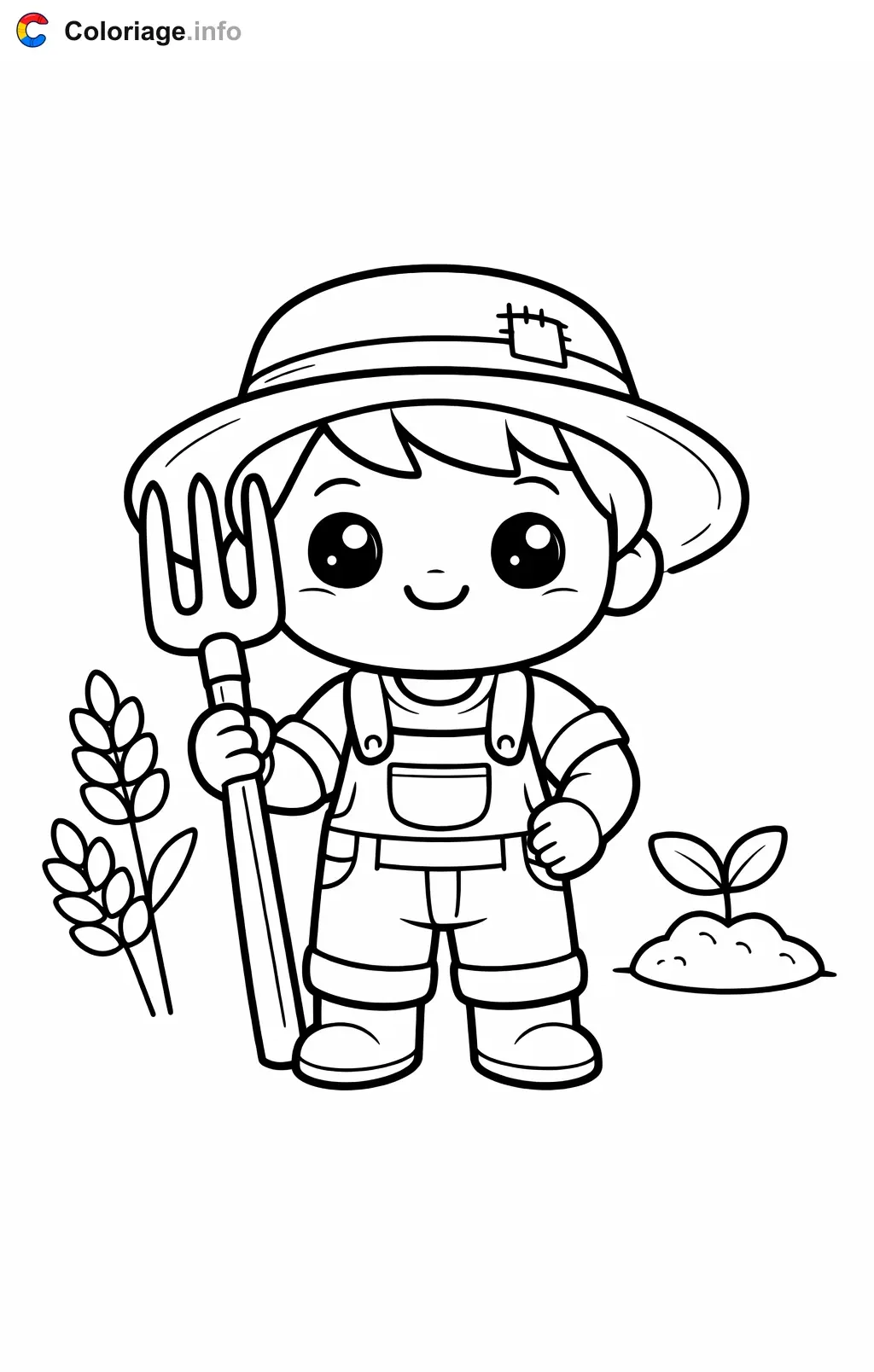 Farmer Facing Forward coloring page to print