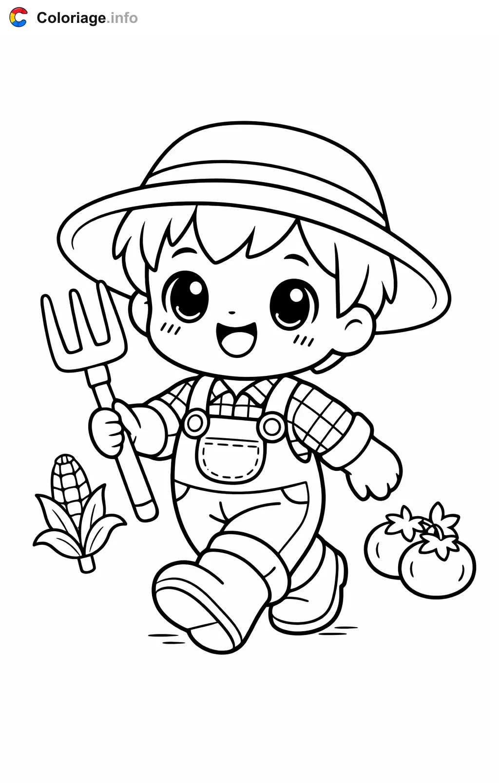 Farmer Walking coloring page to print