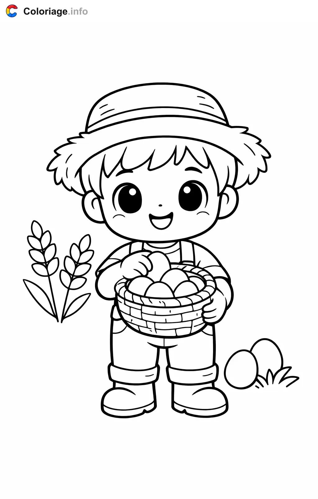 Farmer Collecting Eggs coloring page to print