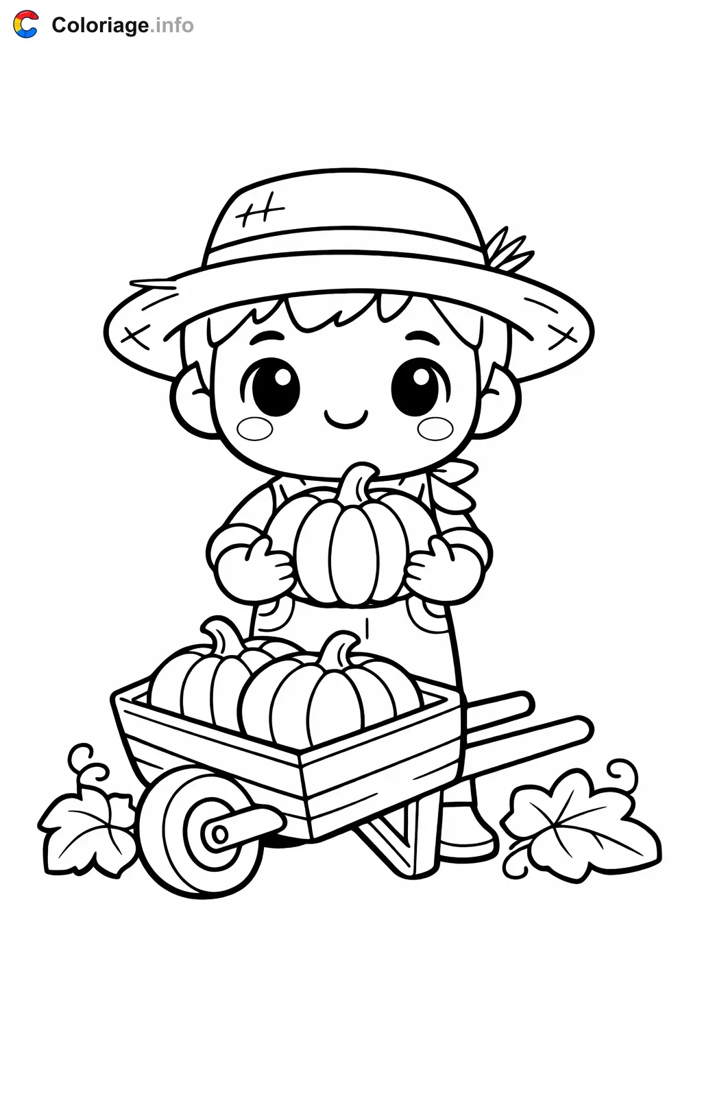 Farmer Harvesting Pumpkins coloring page to print