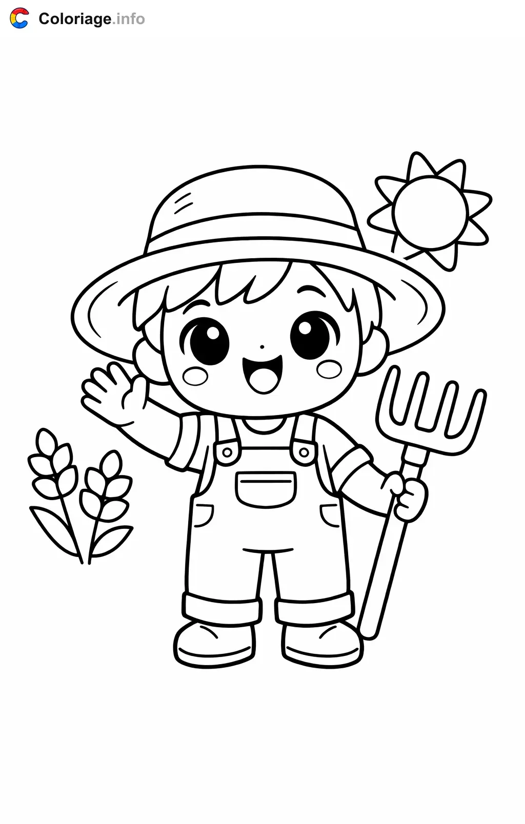 Friendly Farmer Waving coloring page to print