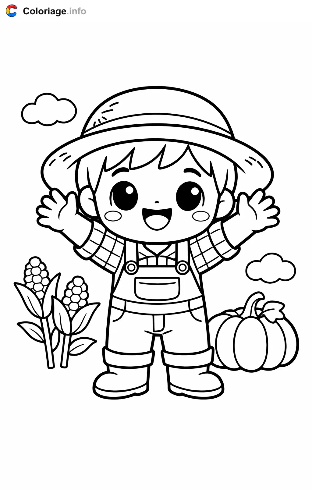 Happy Farmer coloring page to print