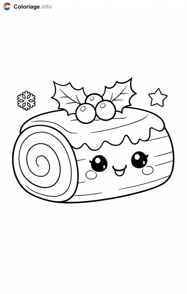 Dibujo de Tronco de Navidad decorado para colorear