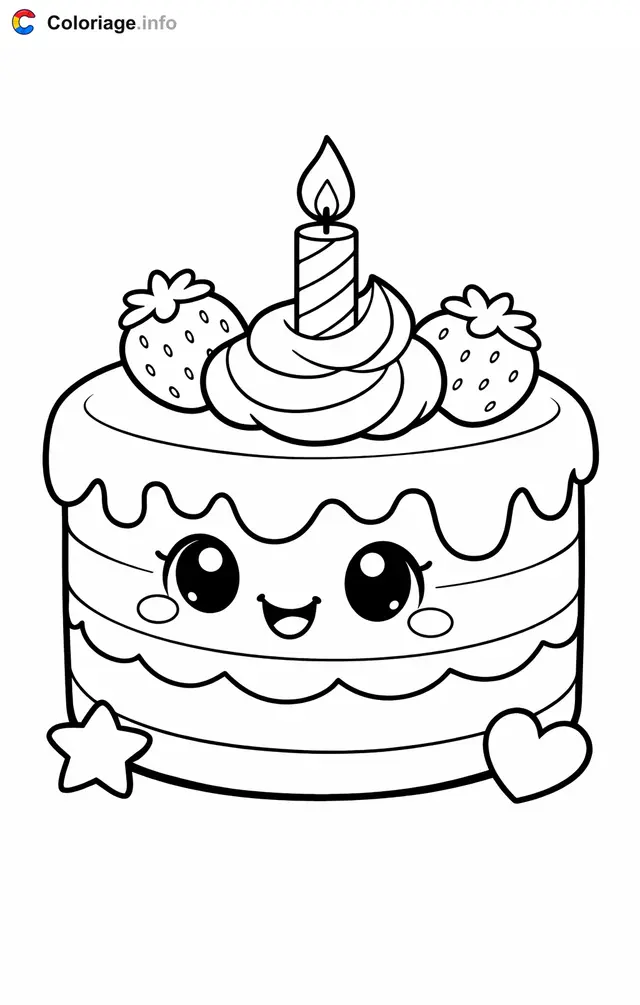 Dibujo de Tarta vista de tres cuartos para colorear
