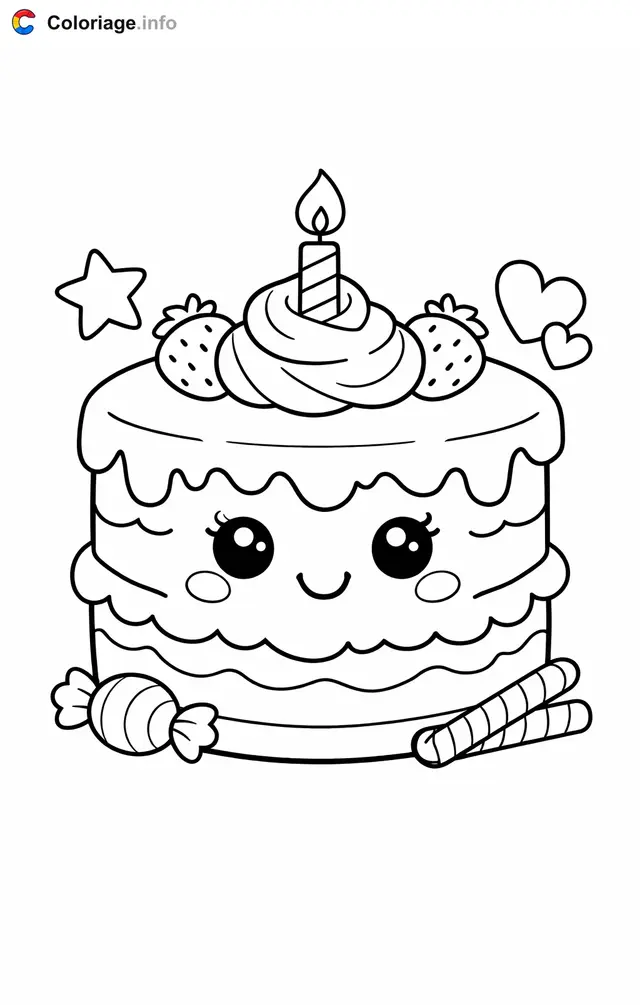Dibujo de Tarta de cerca para colorear