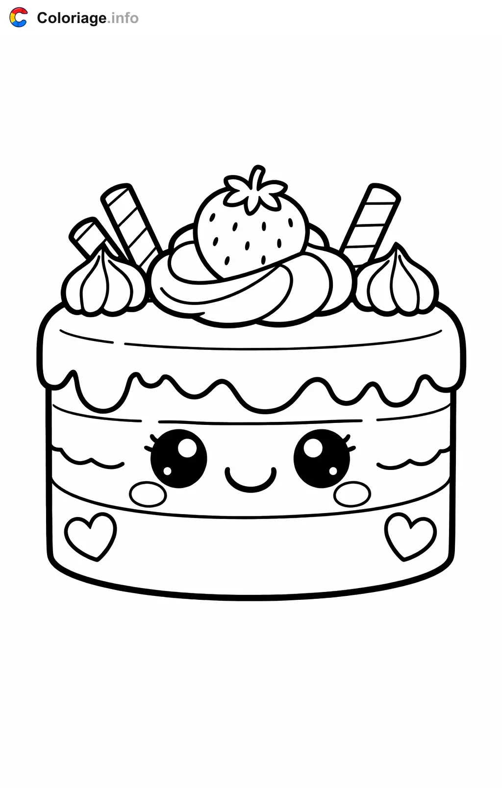 Coloriage Gâteau kawaii - Gâteau à imprimer