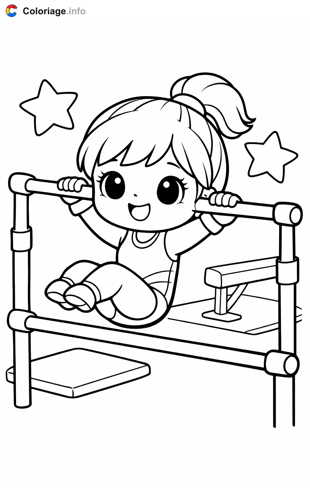 Coloriage Gymnastique aux barres asymétriques - Gymnastique à imprimer